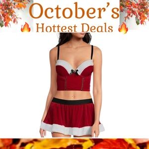 Padded Cup Velvet and Sherpa Santa Baby Bustier Skirt and Thong Set XL